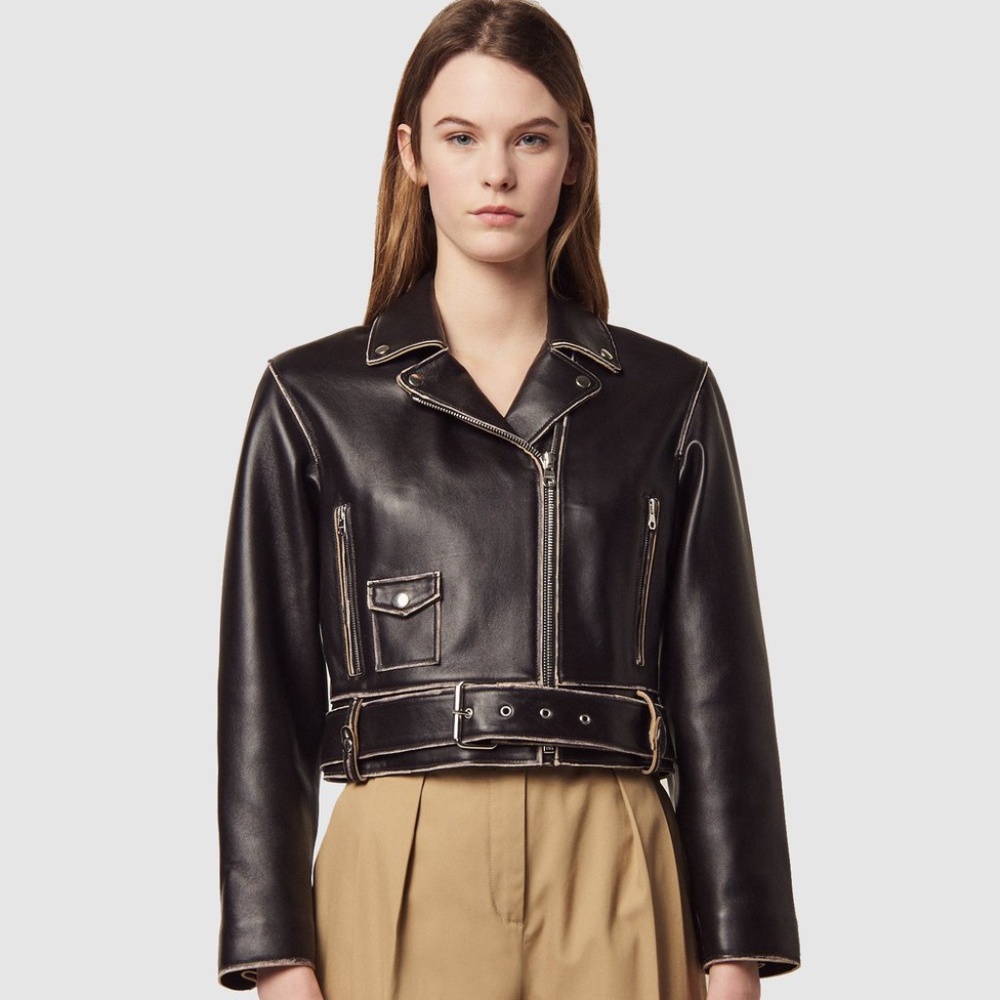 BRAND NEW Sandro Shay Leather Biker Jacket